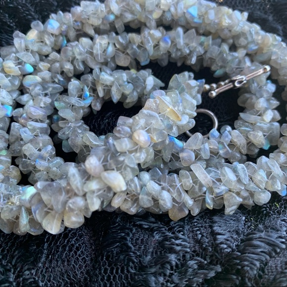 Vintage Labradorite Chip Sterling Silver necklace - Picture 9 of 12